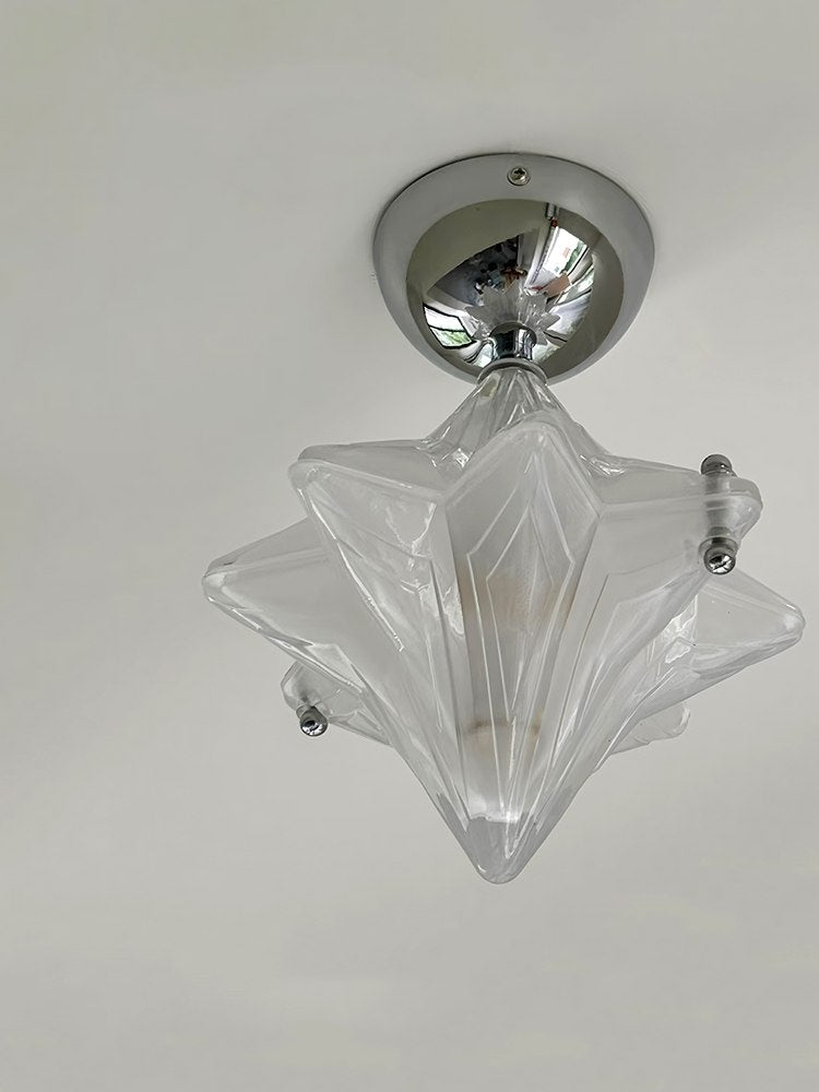 Art Deco Star Ceiling Lamp - Frosted Glass Fixture for Hallway & Entryway - Astris Ceres