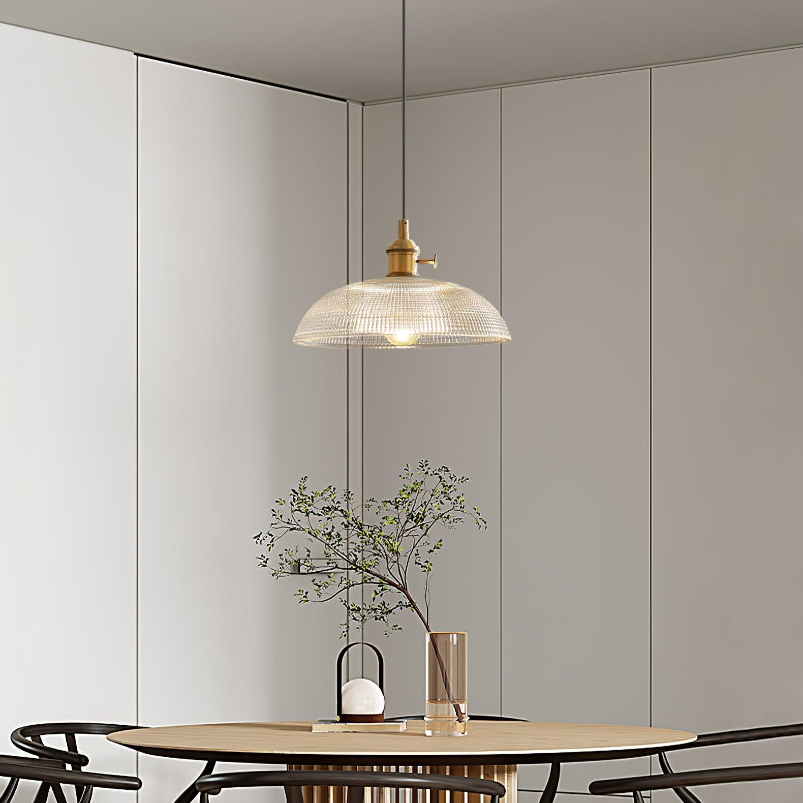 Polished Brass Domed Glass Plug-In Pendant