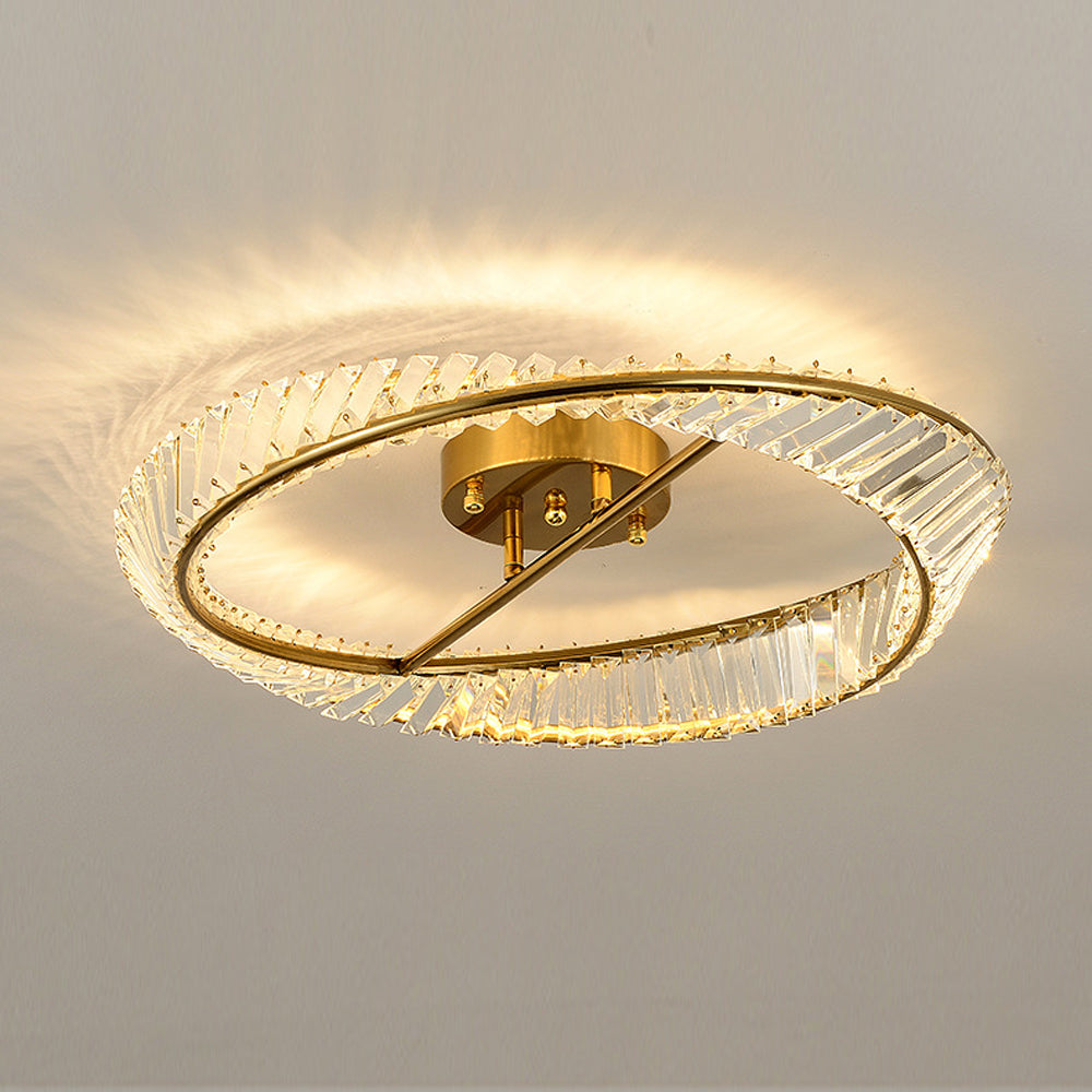 Modern LED Crystal Ceiling Lamp – Round Fixture for Living Room