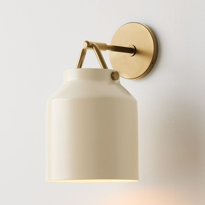 Hanton Brass Damp Rated Sconce - Modern Glass Wall Light for Bathroom