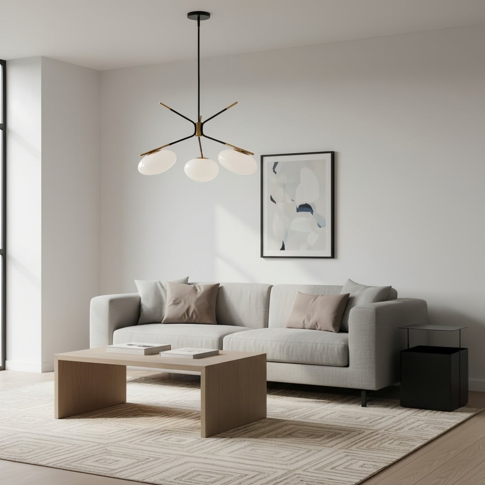 Brimush Flattened-Globe Pendant Lamp – Minimalist Architectural Form