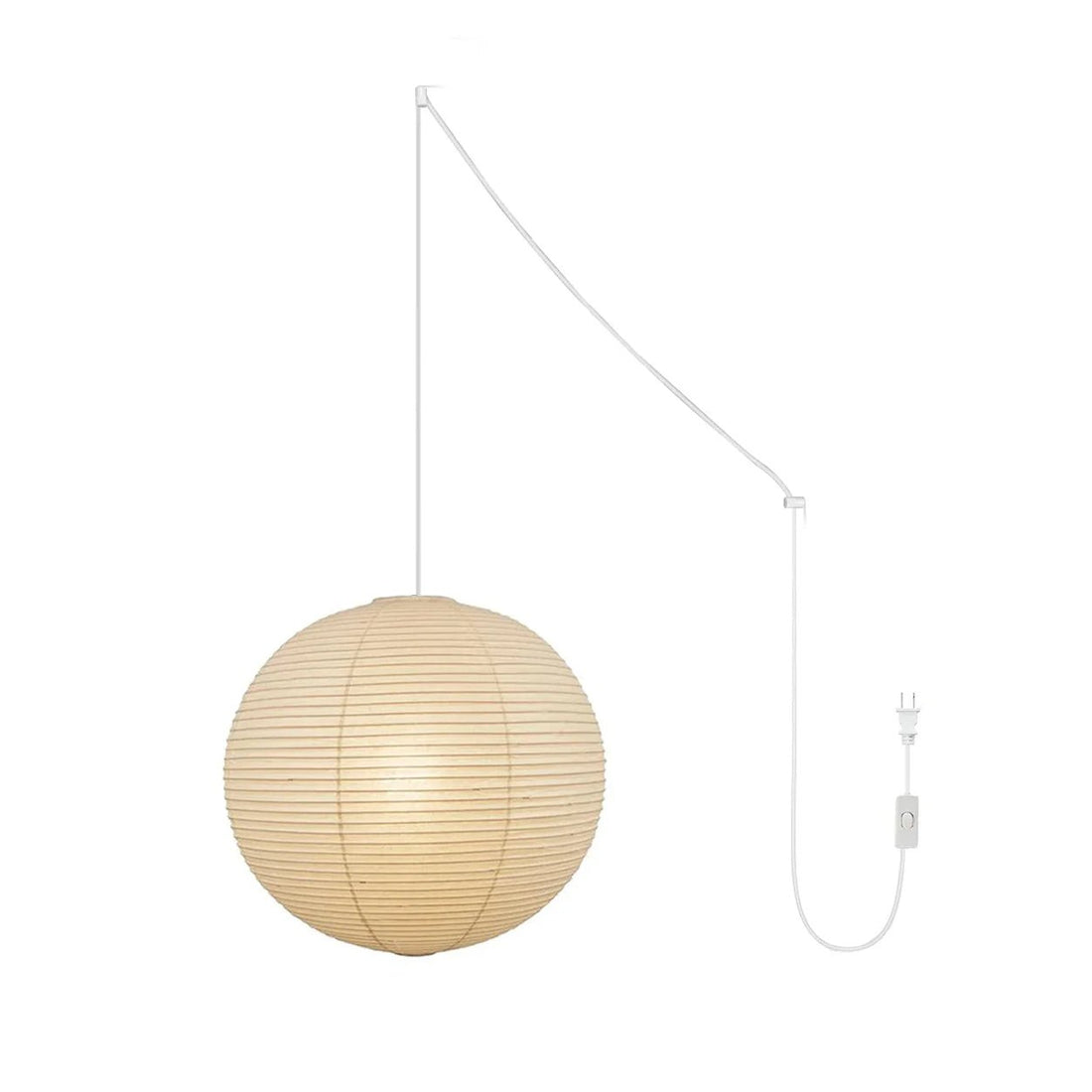 Runde Swag-Lampe aus der Mitte des Jahrhunderts – handgefertigte Papierlampe fürs Schlafzimmer