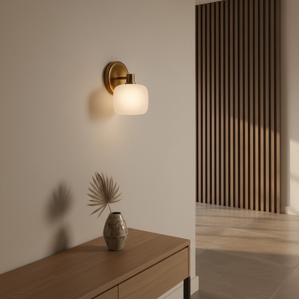 Lirra Frosted Glass Wall Sconce – Modern Minimalist Metal-Finish for Bathroom or Dressing Table