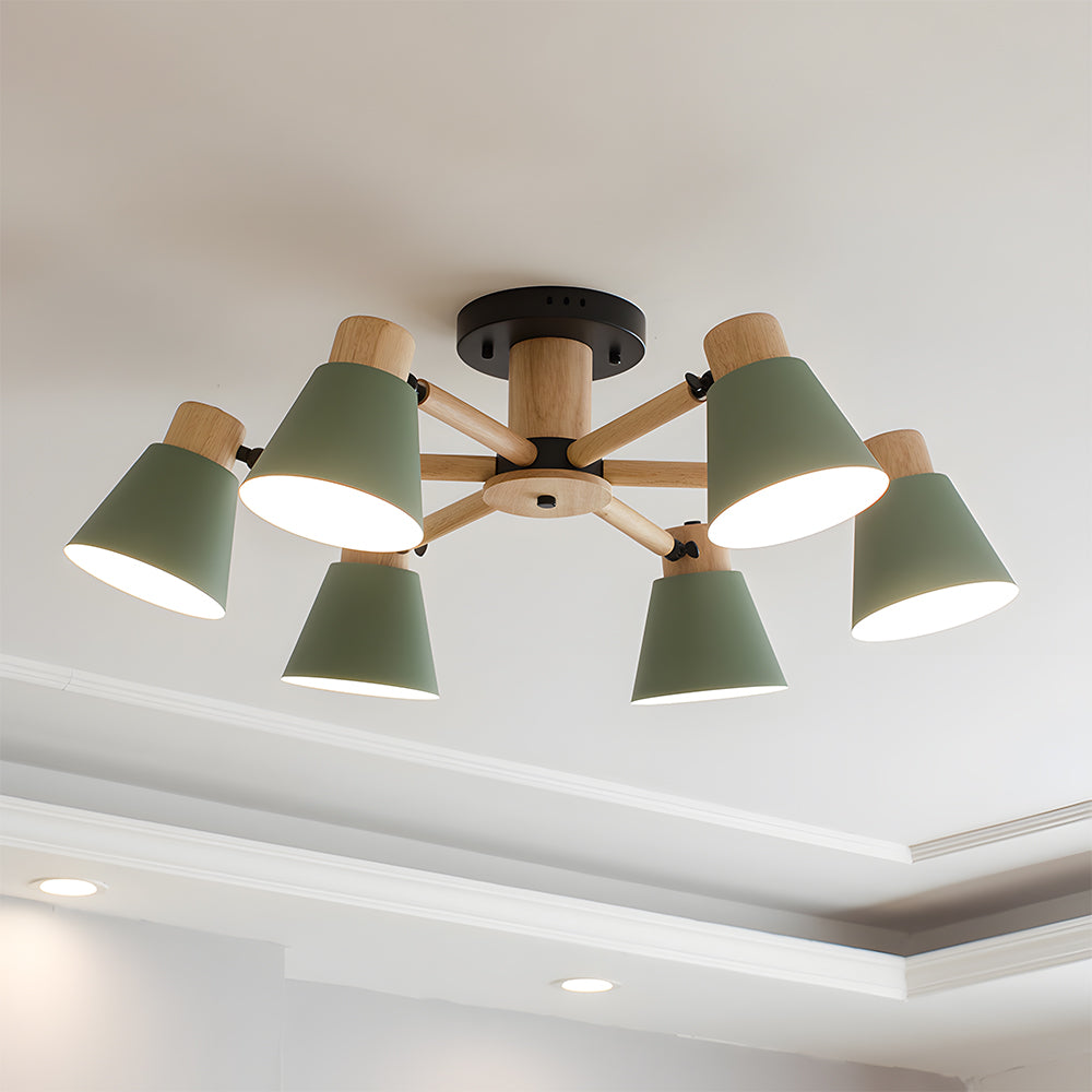 Wooden Ceiling Light - Flush Mount Living Room Lamp Natural
