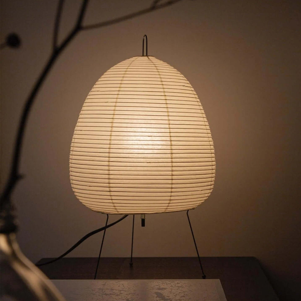 Japanisch inspirierte Papiertischlampe – Maulbeerpapierlampe fürs Schlafzimmer