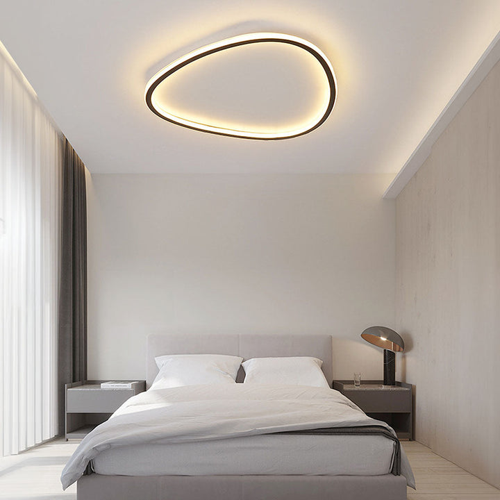 Nordic LED Ceiling Light - Black Oval Design Lamp for Modern Bedroom