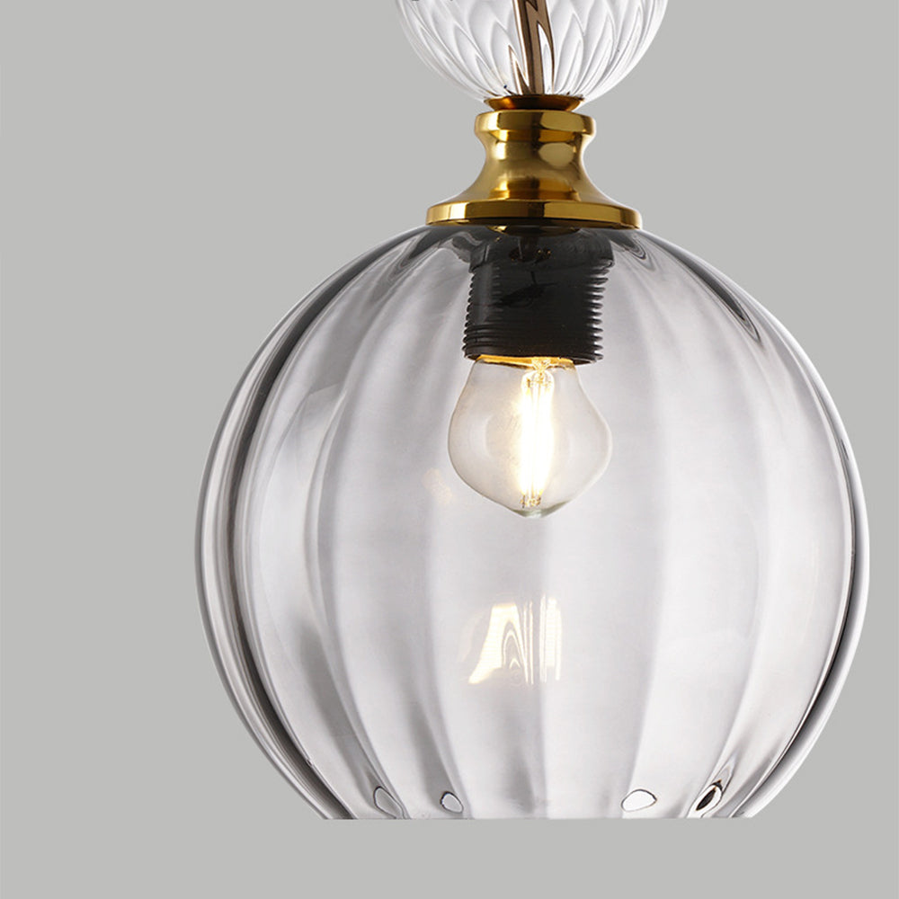 Modern Globe Pendant Light - Water Ripple Glass Lighting for Bedroom