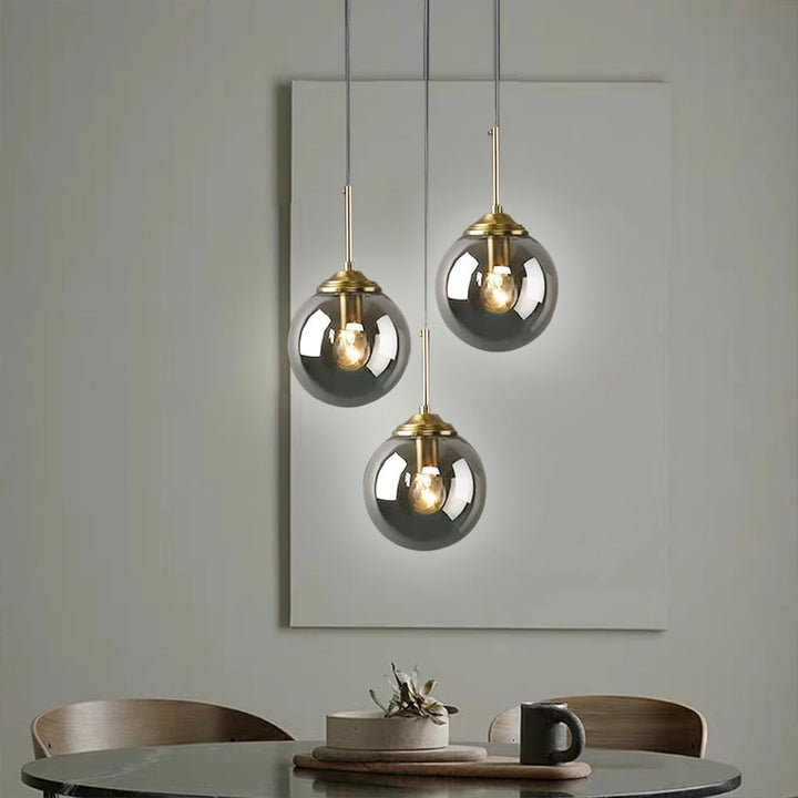 Glass Orb Pendant Light -  Industrial Ball Metal Lamp For Living Room