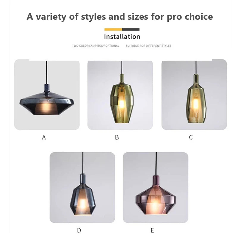 Modern Glass Pendant Light – Simple Colorful Dining Room Lighting