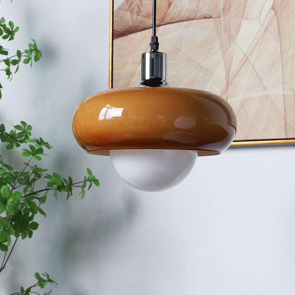 Bauhaus Glass Pendant Light - Coffee Dome Lamp for Dining Room