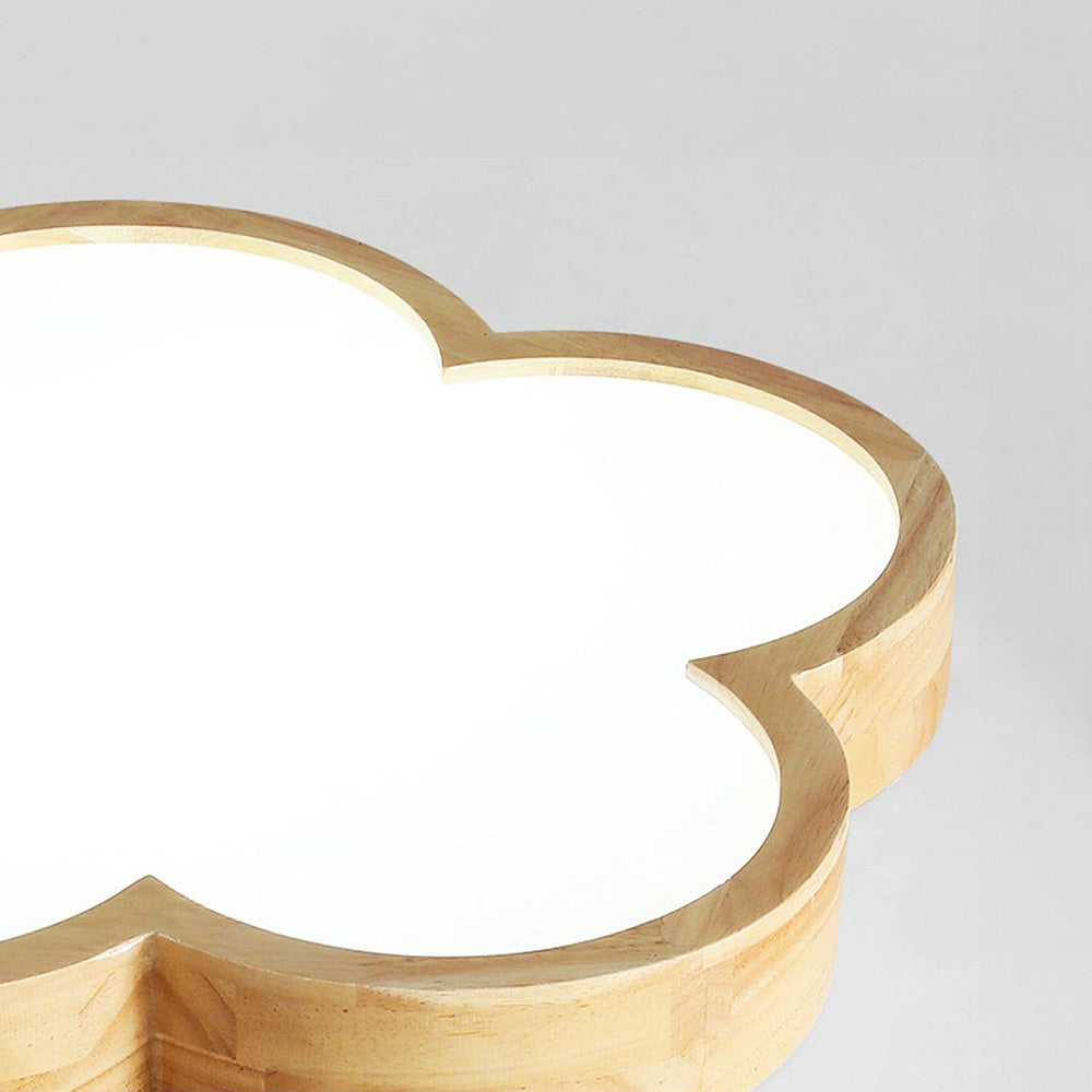 Natural Wood Ceiling Light - Wabi-Sabi Flowers LED Bedroom Fixture