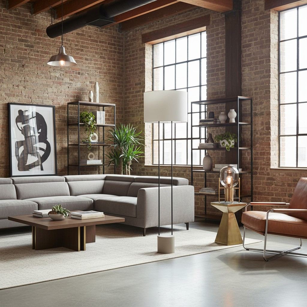 Luma Minimalist Industrial Table Lamp and Floor Lamp – Metal Frame with Soft Fabric Shade for Home and Office