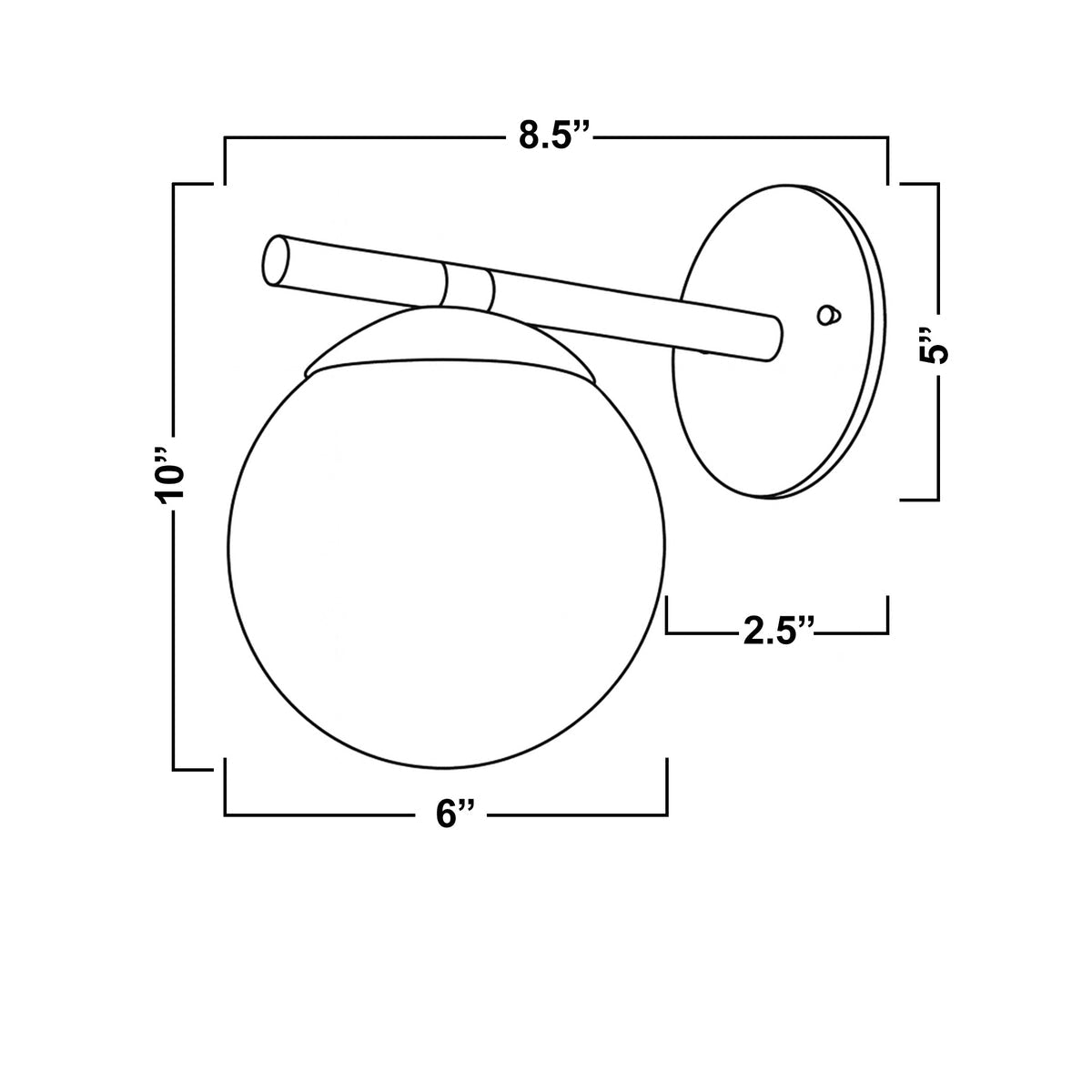 Glorica Glass Wall Sconce - Frosted Globe Light