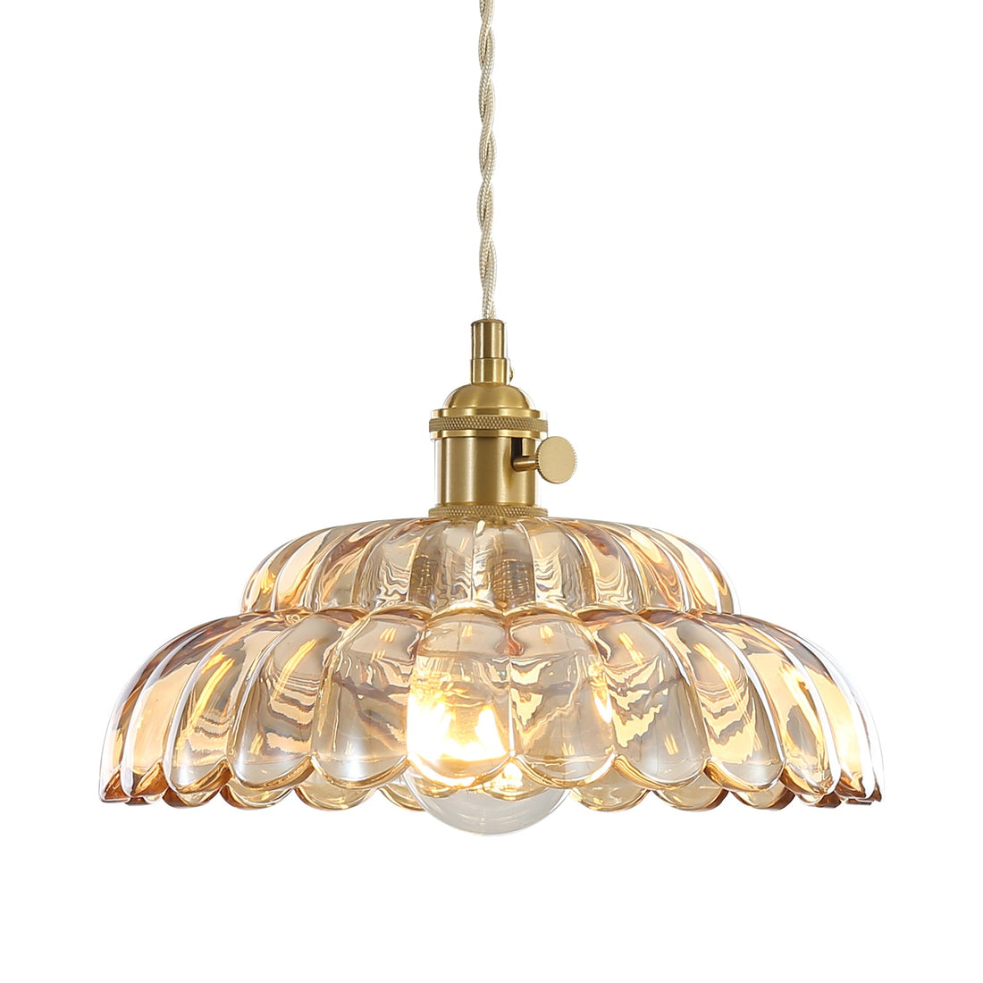 Petal Copper Pendant Light - Modern Glass Flower Lamp for Living Room