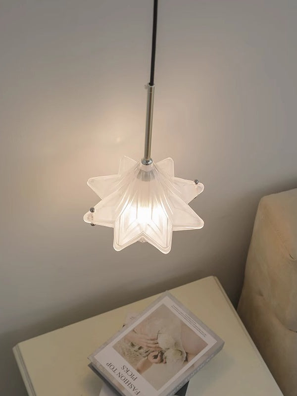Art Deco Astris Elara Star Pendant Light - Frosted Glass Pendant with Geometric Style