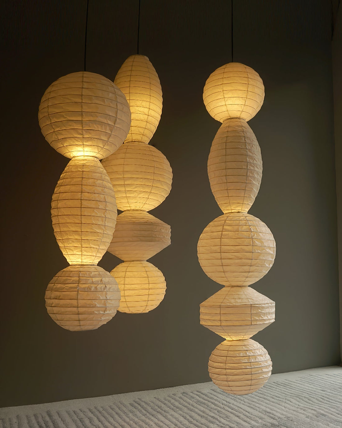 Lantern Series Pendant Lamp - Layered Xuan Paper Lamp for Dining Room