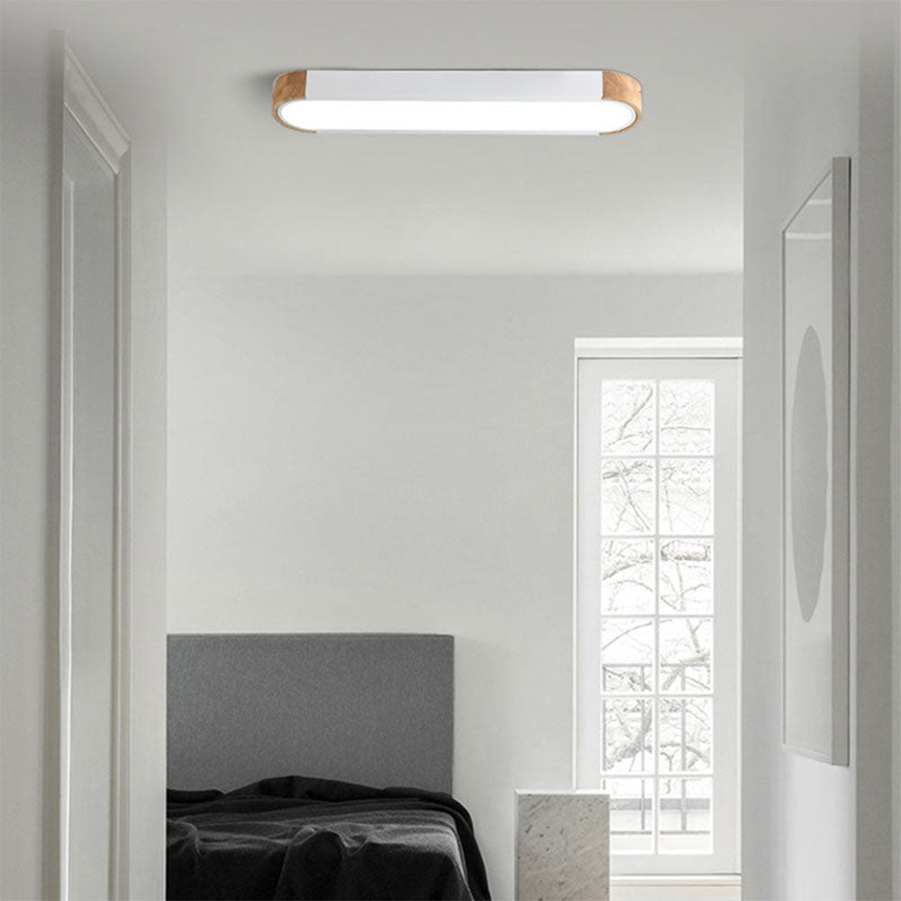 Minimalist Hallway Ceiling Light – Wood & Metal Modern Fixture
