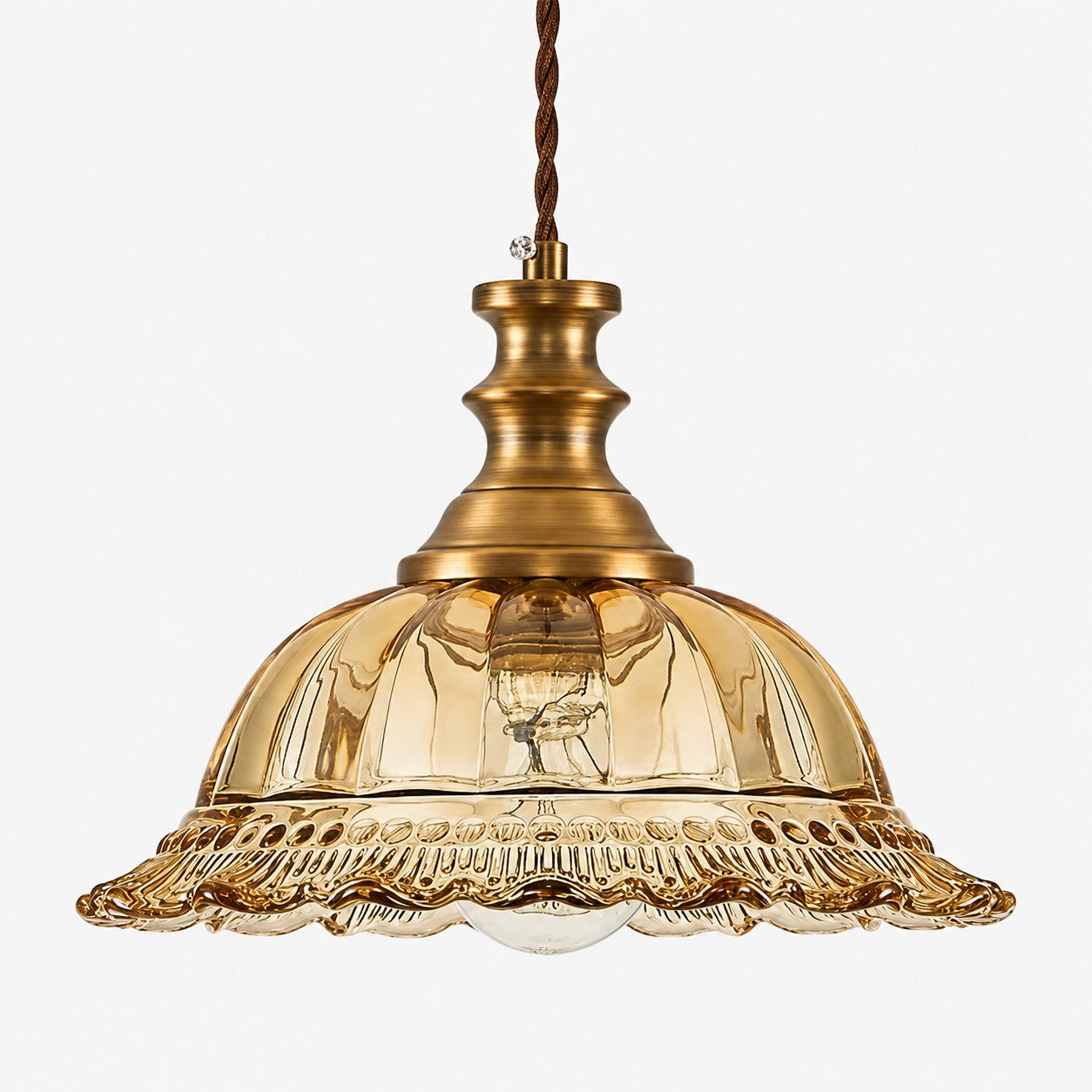 Vintage Fluted Glass Pendant Light for Kitchen & Dining