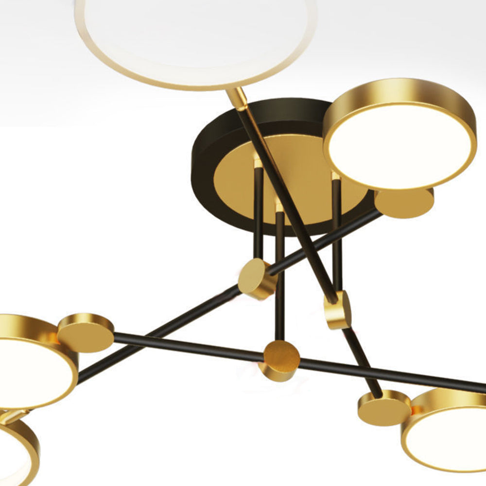 Branch Ring Chandelier - Gold Black Multi Light for Modern Bedroom