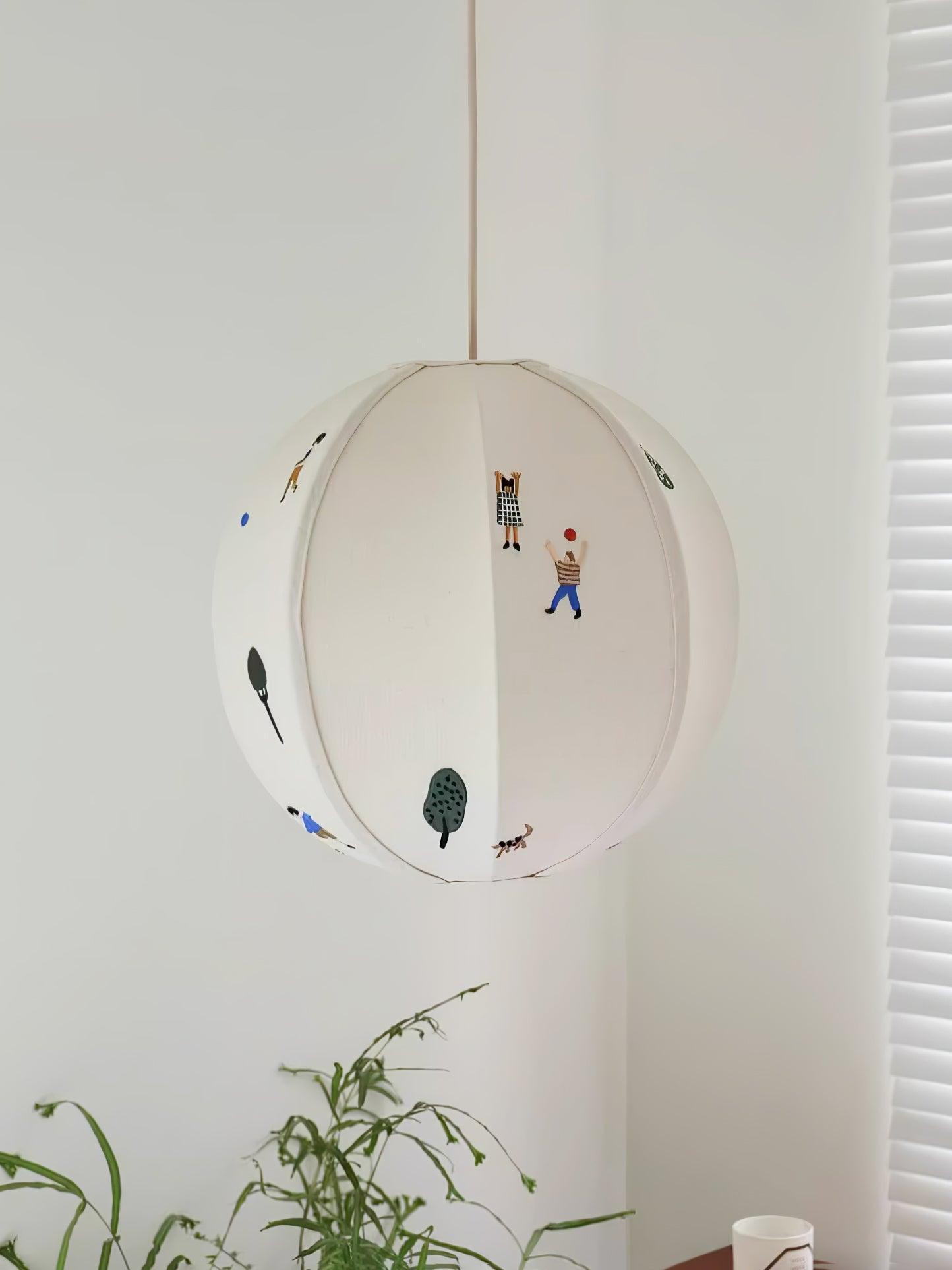 Bunte Baumwoll-Szenenpendelleuchte mit Stecker