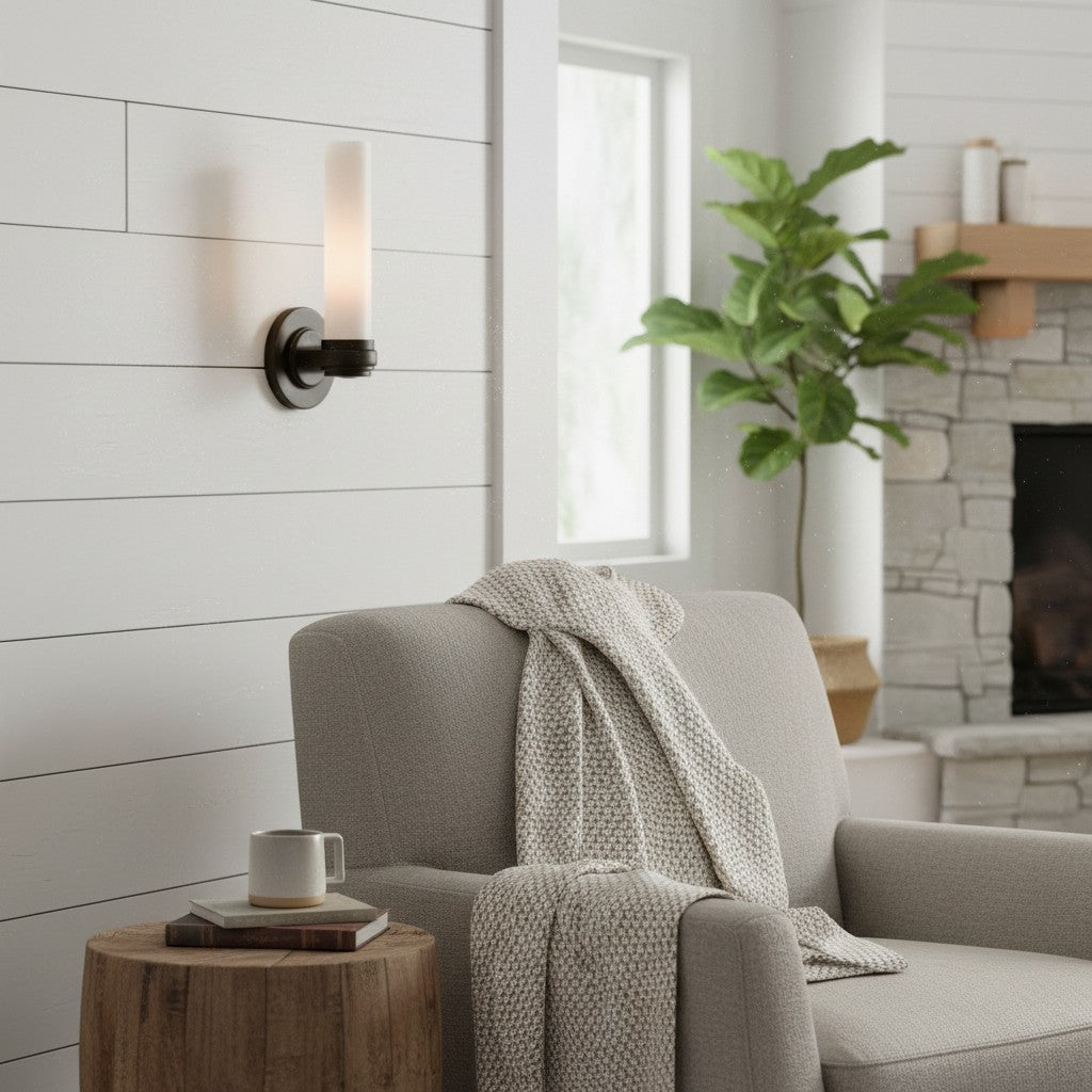 Roven Modern Wall Sconce Inspired with Glass Cylinder Shade - Versatile Accent For Living Room