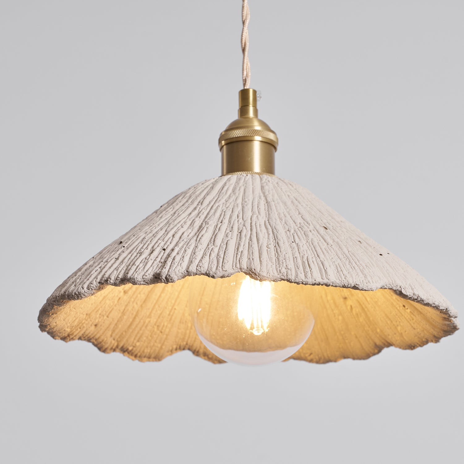 Textured Cement Gold Plug-In Swag Pendant
