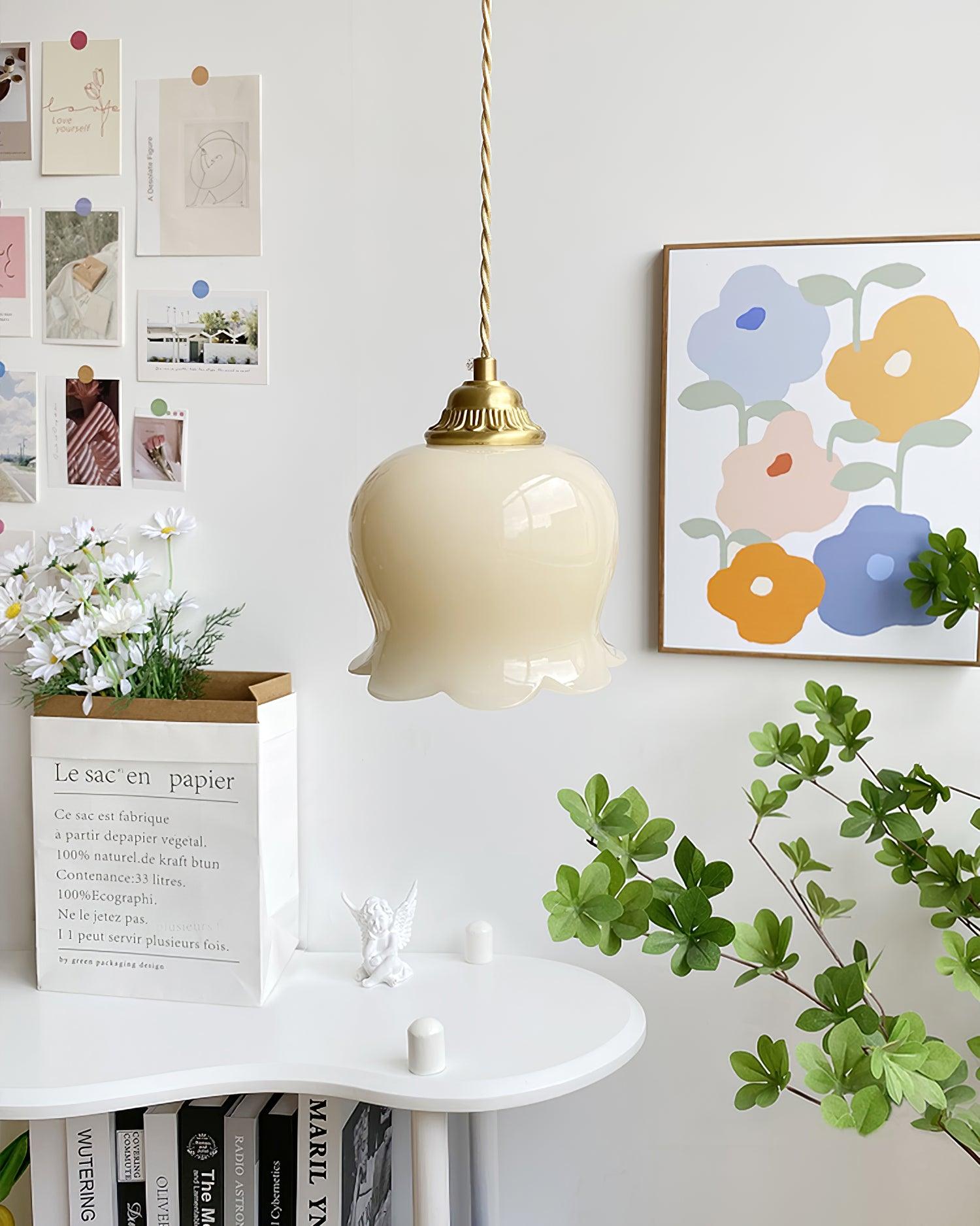Brass Resin Petal Plug-In Pendant