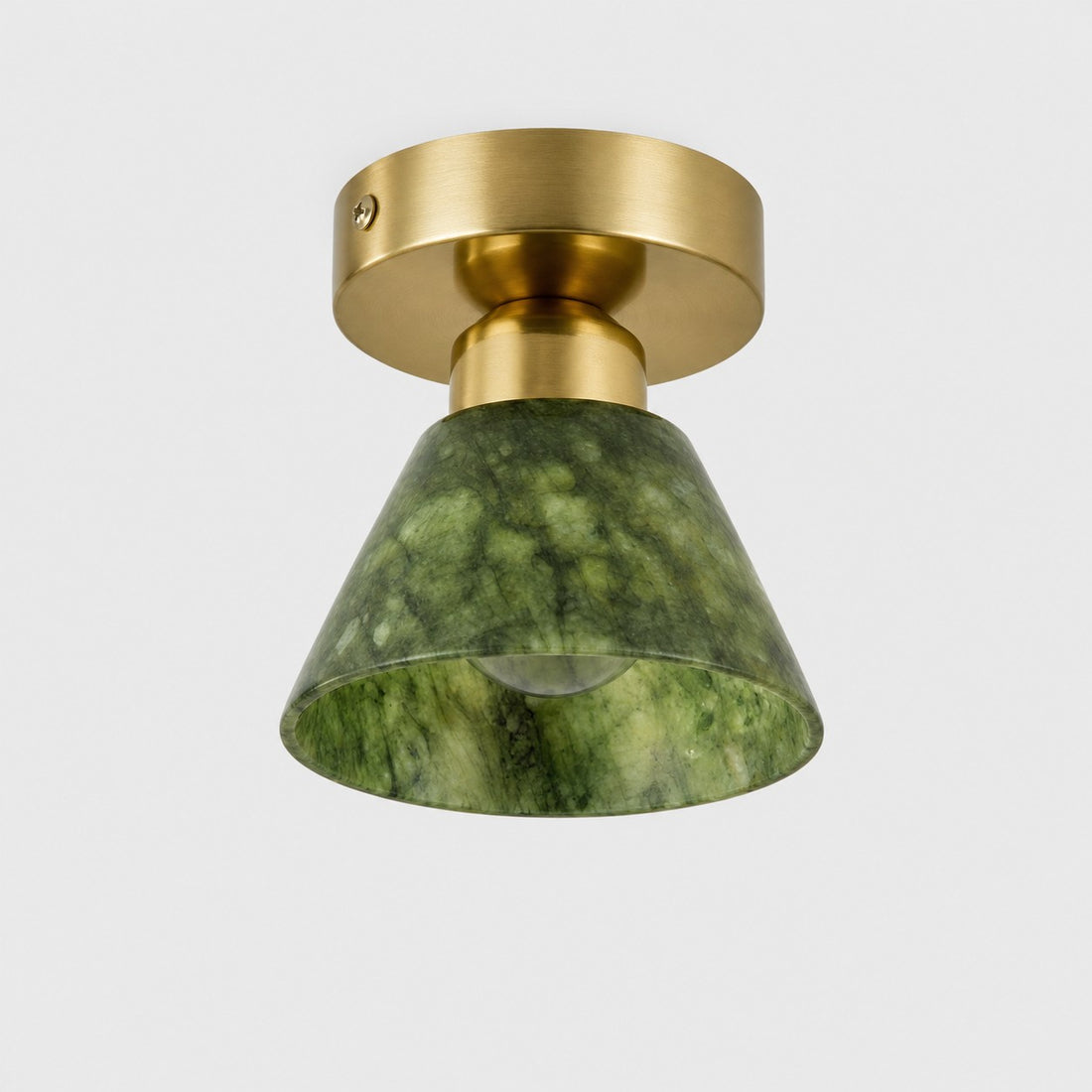 Green Jade and Brushed Brass Flush Mount Ceiling Light
