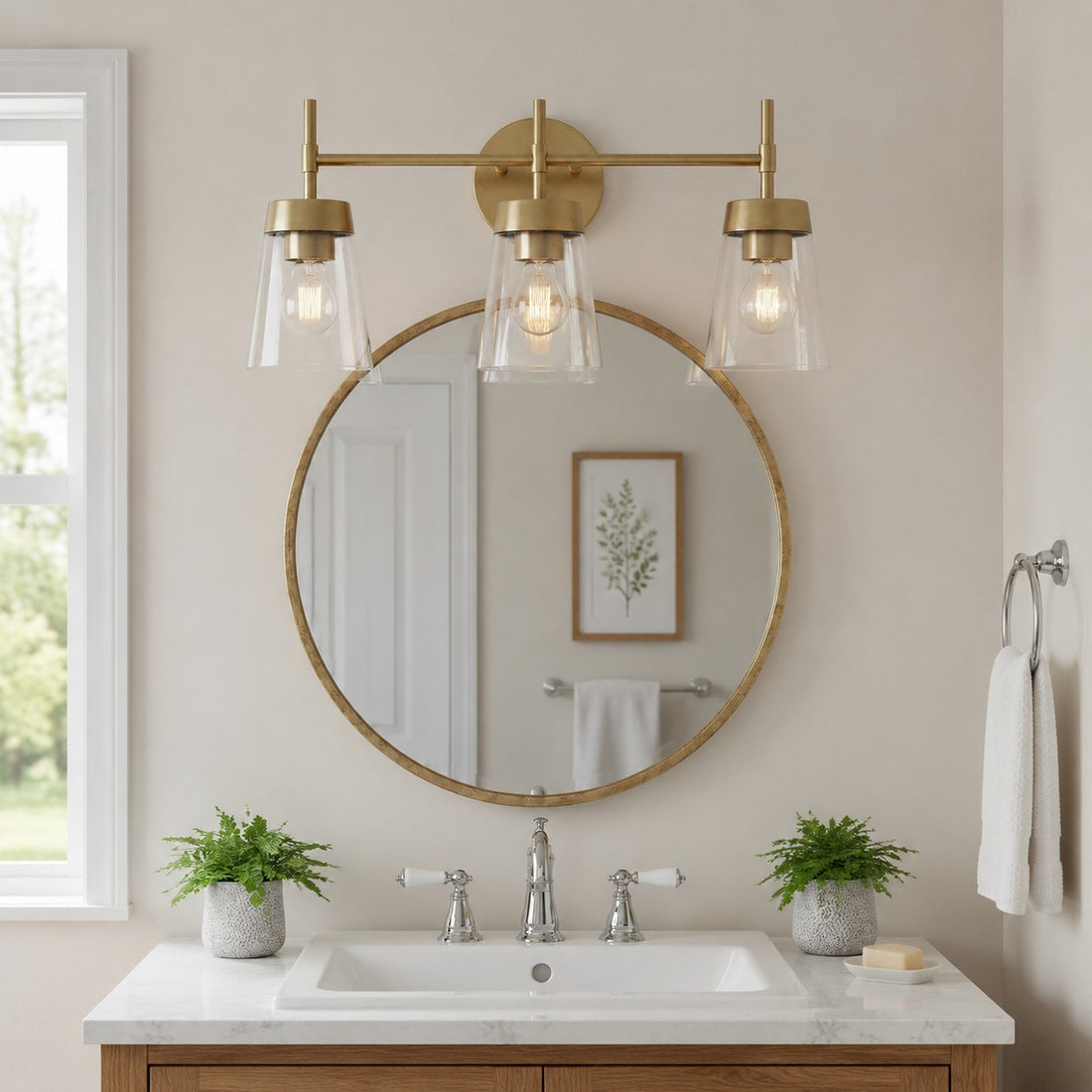Brushed Brass 3-Light Bathroom Vanity Wall Light