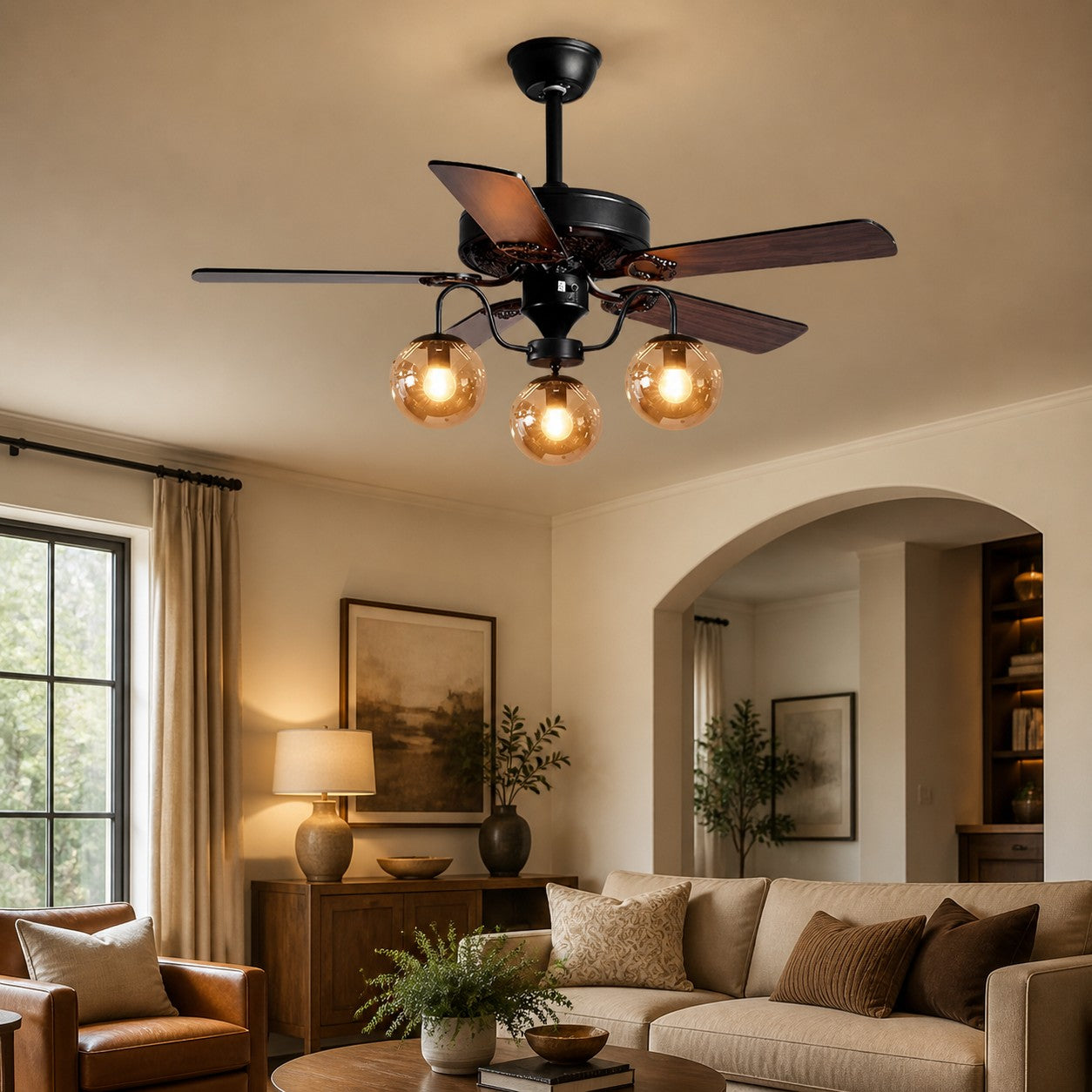 Rustikaler Deckenventilator mit Licht