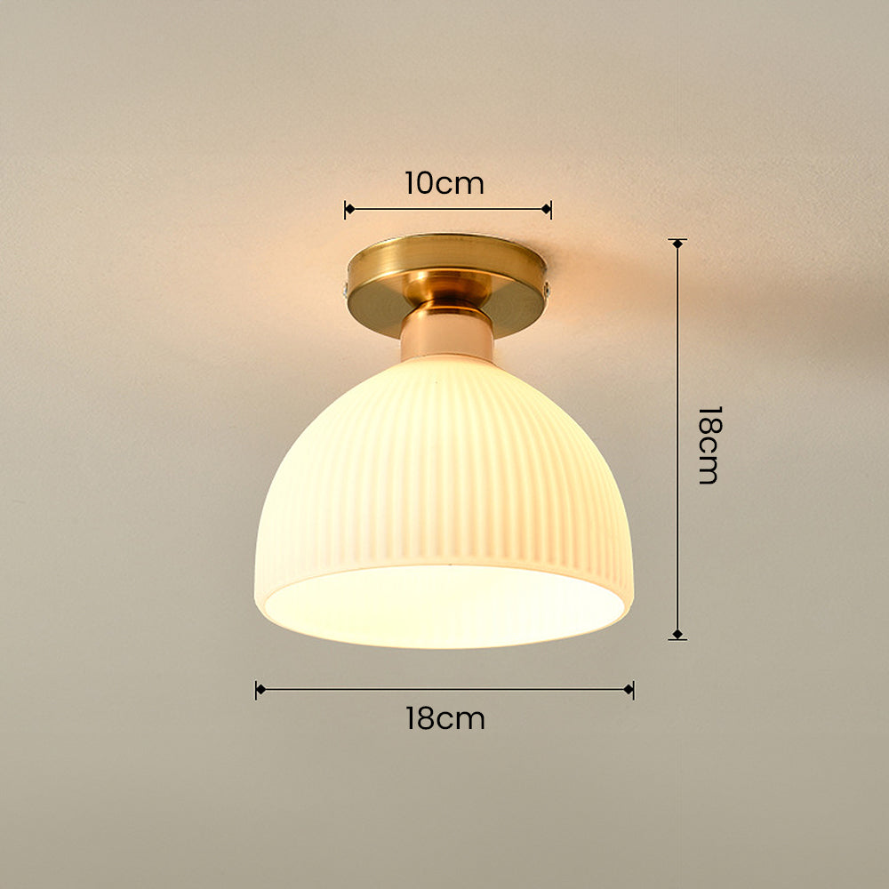 Chic Gold Ceiling Light - Mini Glass Striped Shade Lamp for Hallway