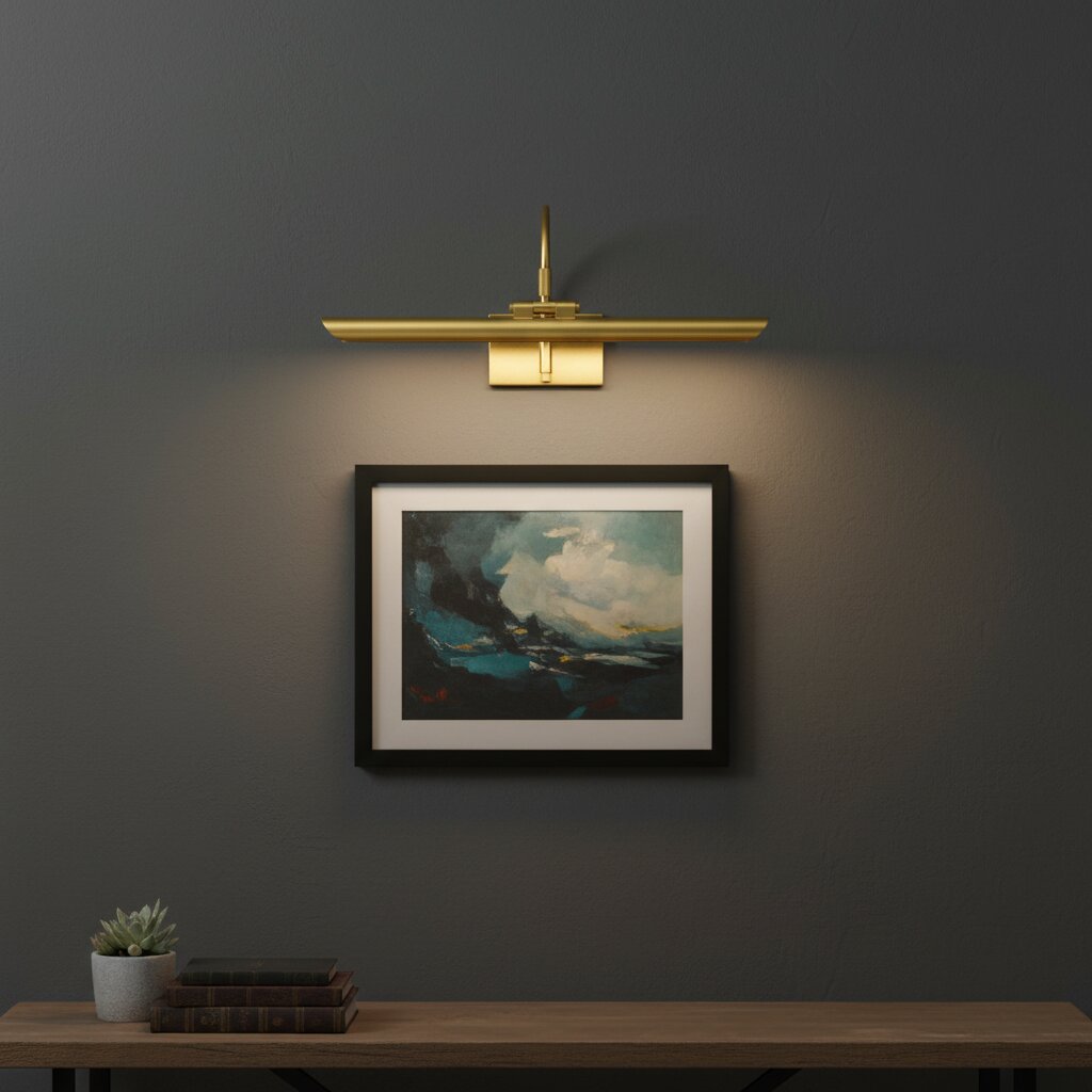 Aurix Picture Light – Slim Shade Artwork Illumination Metal Finish Wall Fixture for Gallery