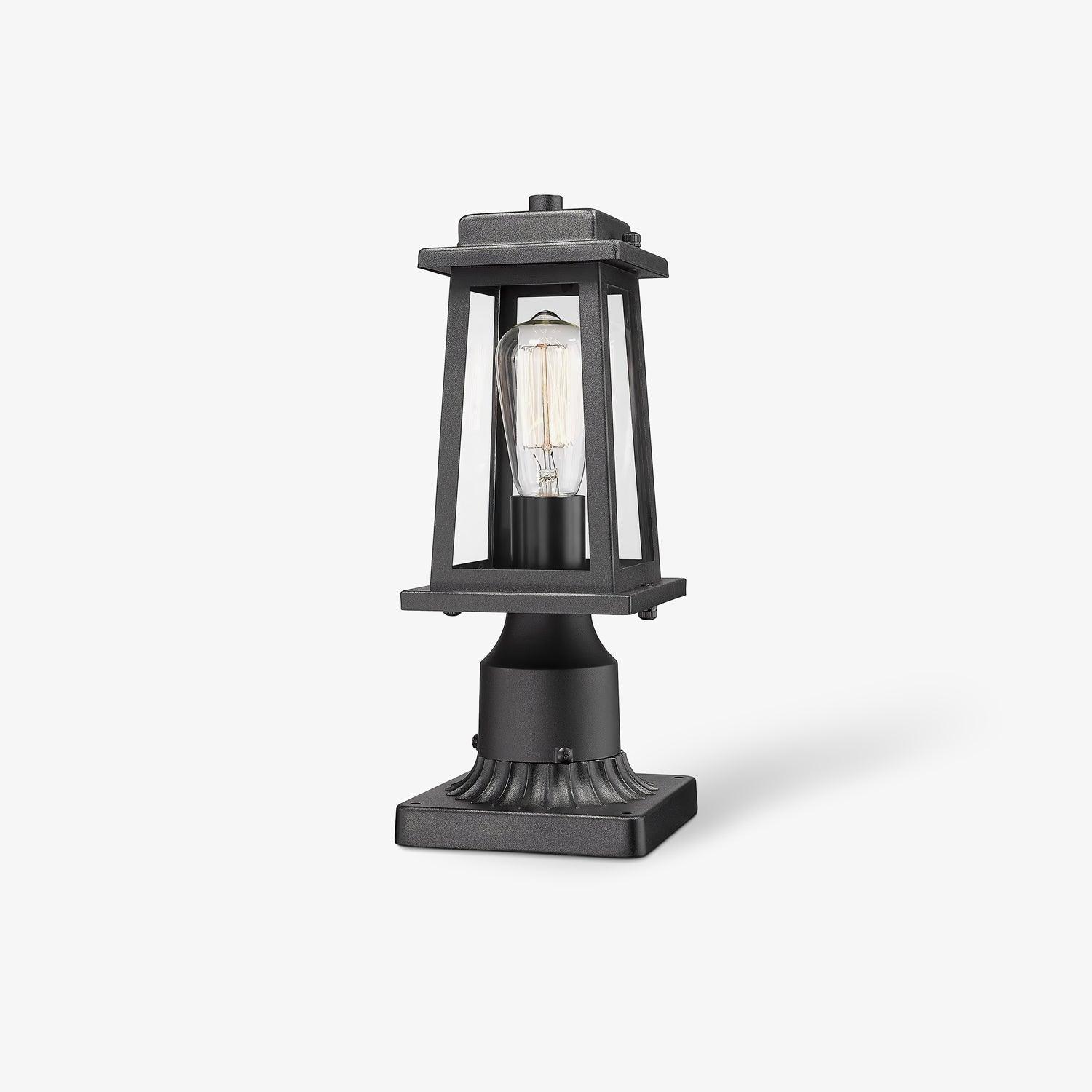 Outdoor Lantern Post Lights - Timeless Design - Black Metal & Glass