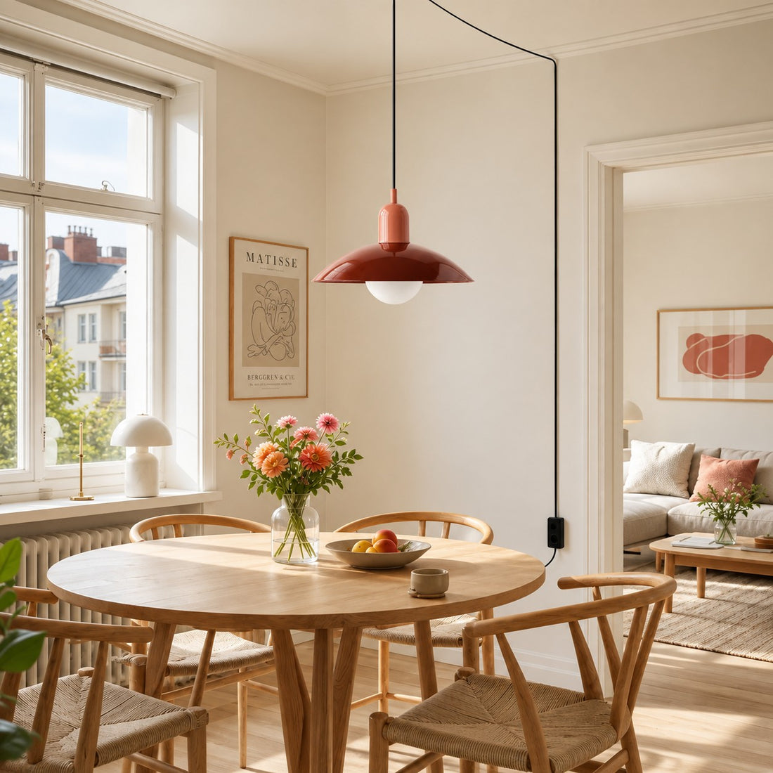 Pendelleuchte im Stil der Mid-Century-Bauhaus-Bewegung für das Esszimmer mit Stecker