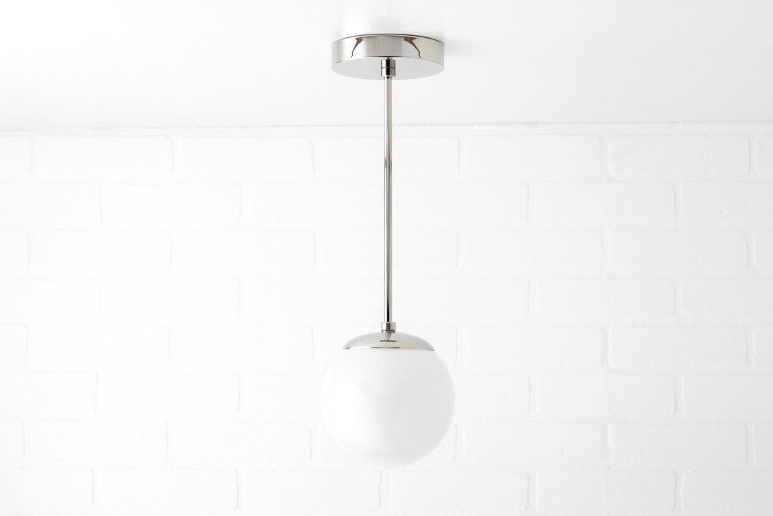Glorica Glas Weiße Kugel Pendelleuchte - Mid Century Modern Glas Hängeleuchte