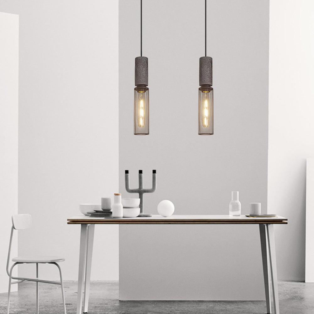 Iron Pendant Light - Modern Grey Industrial Hanging Lamp
