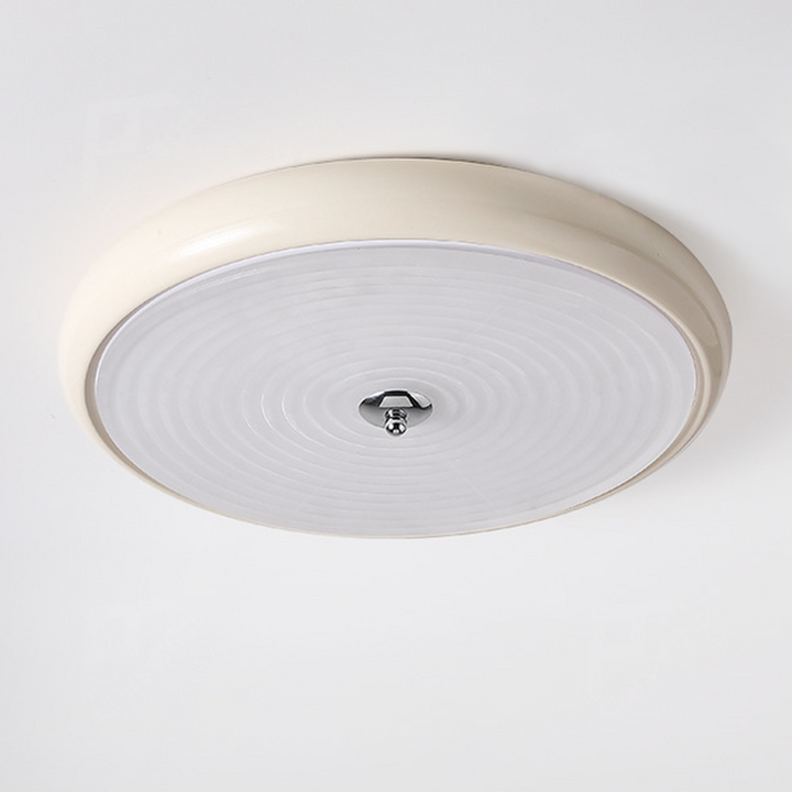French Cream Ceiling Light - Disc-shaped Fixture for Bedroom