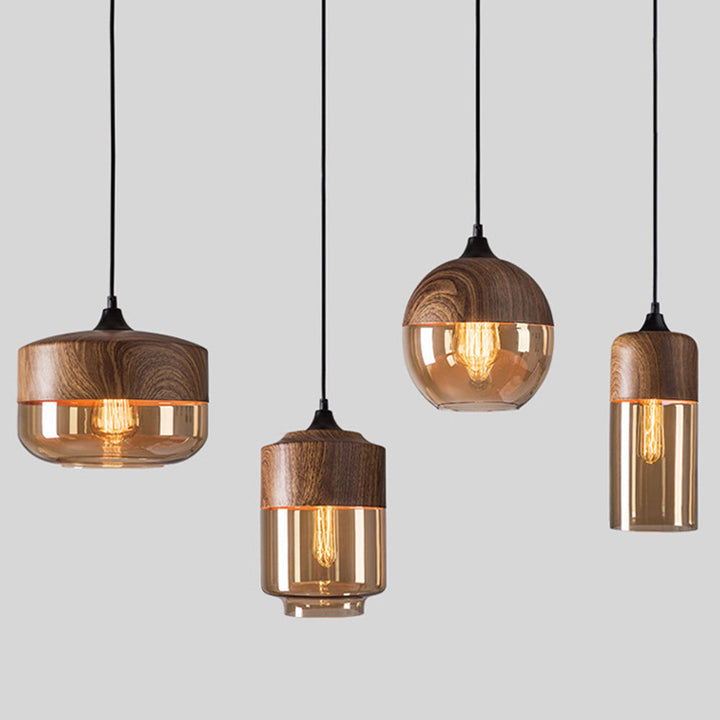 Organic Crystal Pendant Light - Retro Brown Fixture for Dining Room