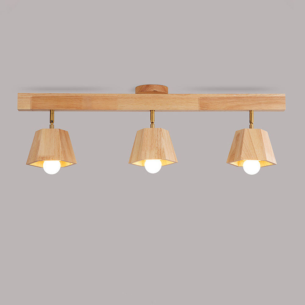 Adjustable Wood Ceiling Light - Polygons Track Light for Living Room