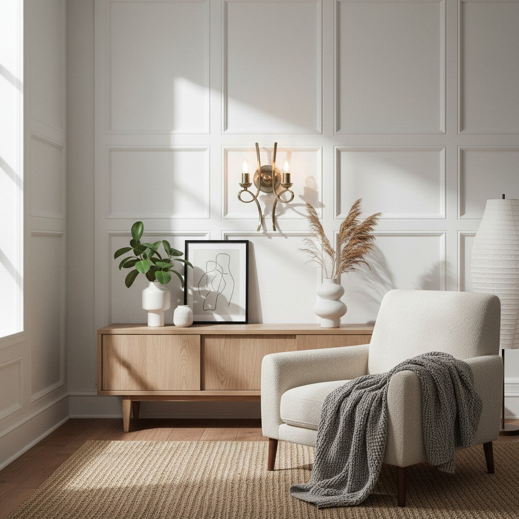 Foline Wandleuchte aus gebürstetem Messing – Zeitlose Wandleuchte für Wohnzimmer und Flure