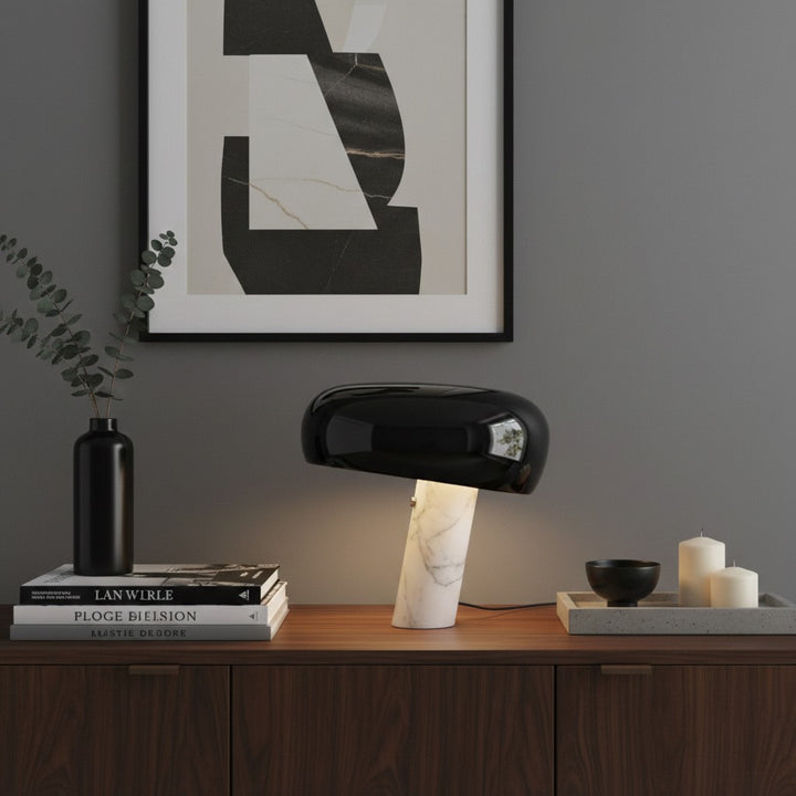 Slantia Amusing Ploy Table Lamp - Glass Shade and Marble Base Design for Living Room or Bedroom N45