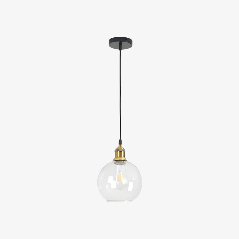 Glavena Vintage Glass Globe Pendant Light - Metal Details Hanging Light for Dining Rooms
