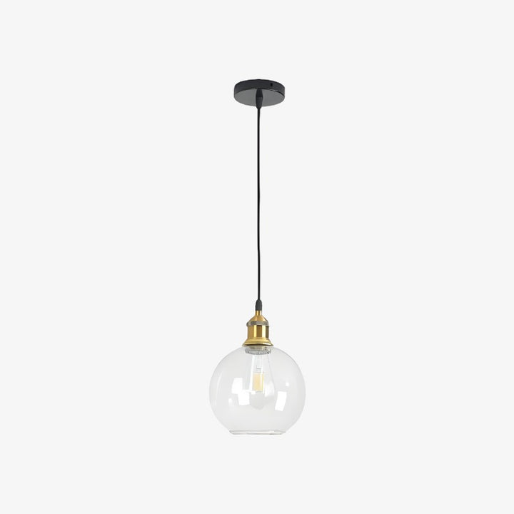 Glavena Vintage Glass Globe Pendant Light - Metal Details Hanging Light for Dining Rooms