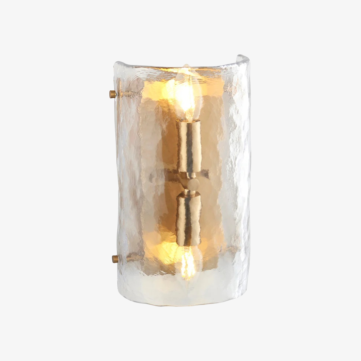 Panellux Modern Wall Fitting - Organic Textured Glass Panel Vintage Brass Look for Corridor