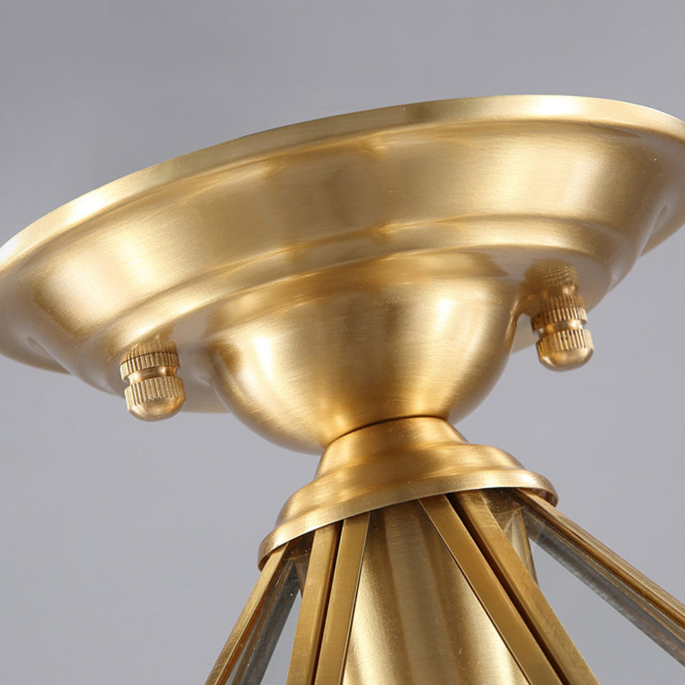 Glass Petal Ceiling Light - Modern Brass Semi Flush Mount for Hallway