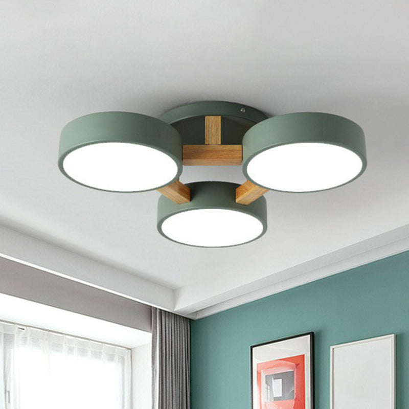 LED Ceiling Light – Modern Iron Wood Fixture for Bedroom Ambiance
