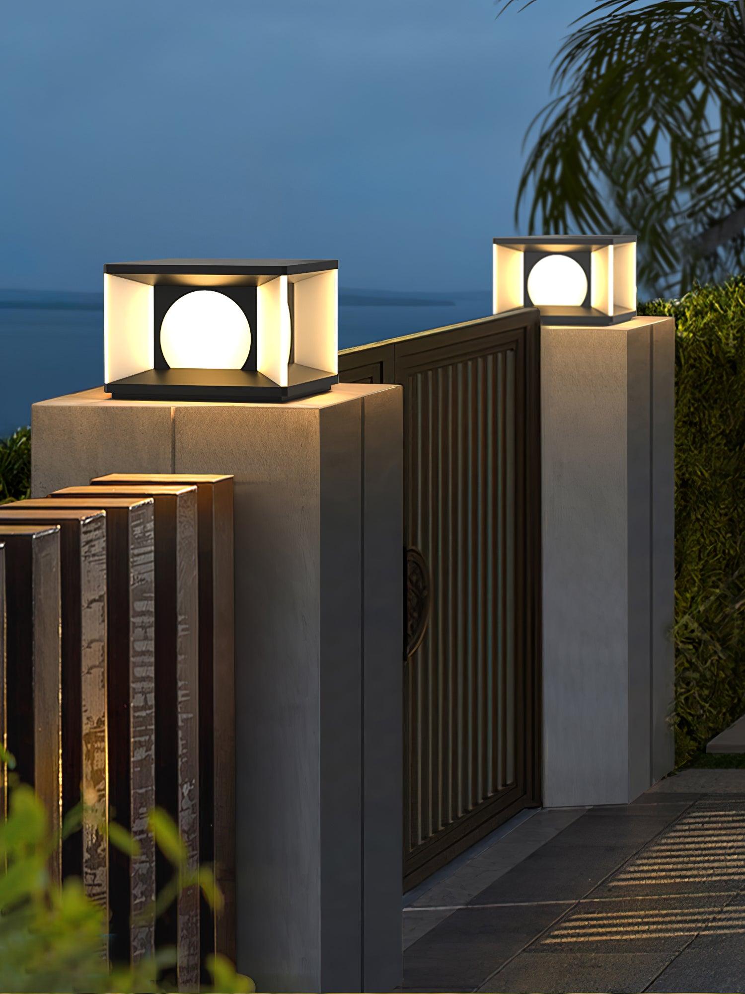 Eclipse Cube Outdoor Post Light - Weatherproof Garden & Pathway Lighting