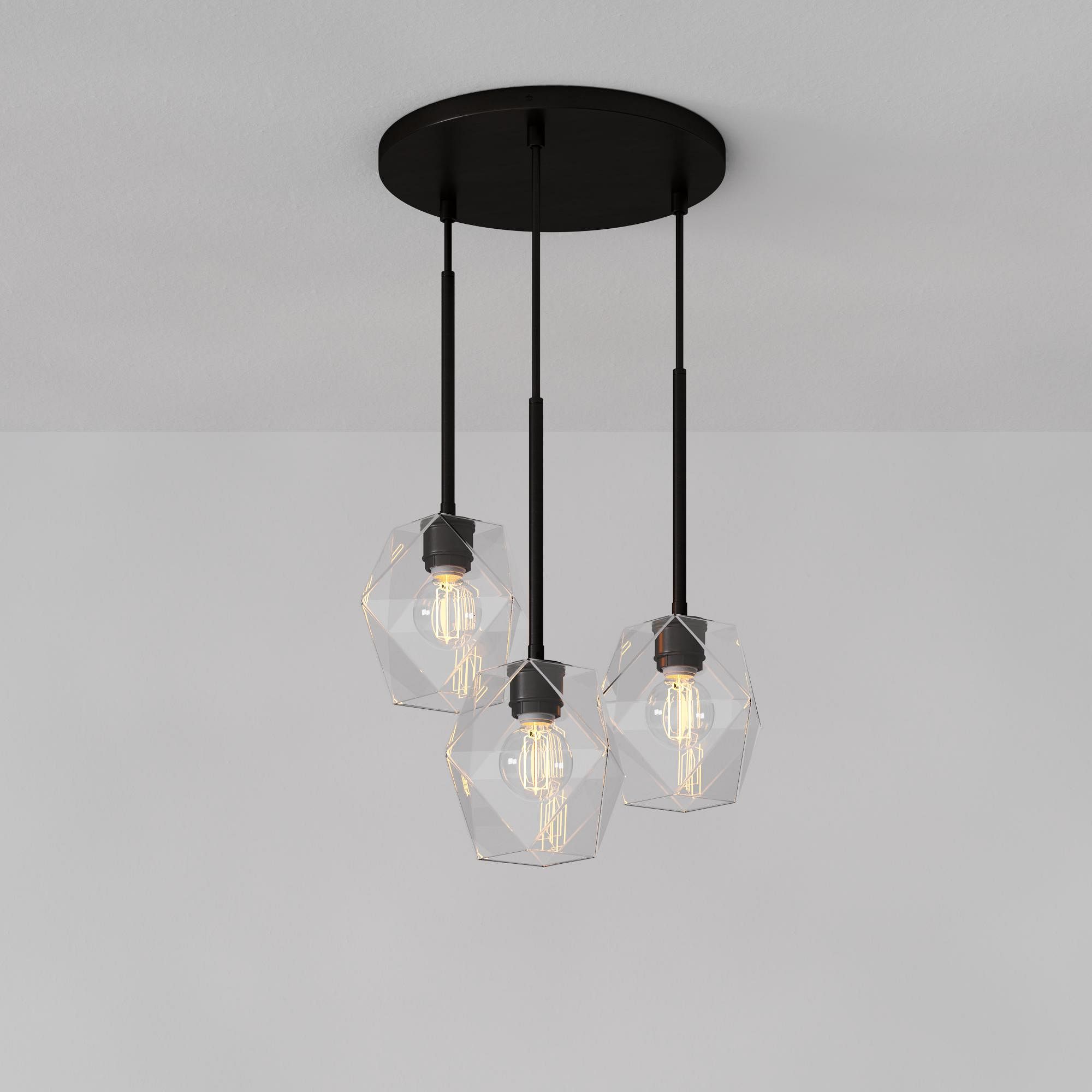 Talvior Sculptural Lighting - 3-Light Faceted Chandelier in Versatile Finishes | Explore Collection