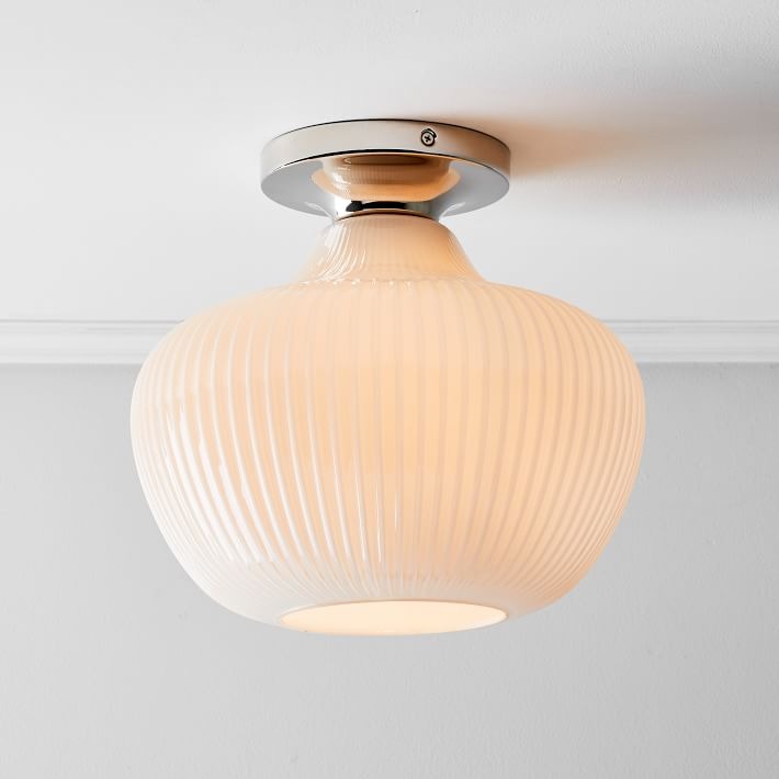 Rivrona Glass Flush Mount Ceiling Light - Modern Champagne Globe Design