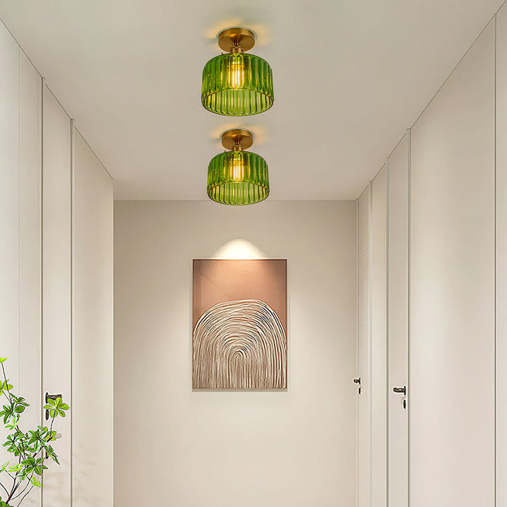 Green Glass Ceiling Light – Vintage Fixture for Stylish Home Interiors